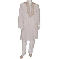 Men Cotton Clothing Embroidered Kurta Pajama Size L Chest 42 inches