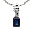 14K White Gold Sapphire and Diamond Pendant