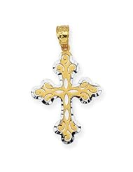 CleverEves 14K Gold Two-Tone Filigree Cross Pendant