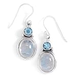 CleverSilver's Faceted Blue Topaz/Moonstone Earrings