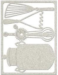 Bulk Buy: FabScraps Scapbooking (6-Pack) Die Cut Gray Embellishments Milk Jug, 2 Whisks & Spatula; 4.5X3.5 DC76010