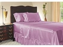 Luxury Twin Size Satin Flat Sheet - Lavender