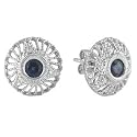 14K White Gold Hair Filigree Sapphire Duchess Earrings