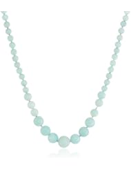 Round Beads Hand Knotted Sterling Silver Clasp Graduated Necklace, 18"