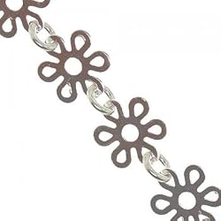 Hippie Flower Ankle Bracelet in Sterling Silver 10 Inch