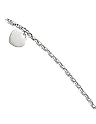 Leslies 14k White Gold Heart Bracelet Length 7"