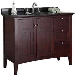 Ove Decors Gavin 42 Bathroom 42-Inch Vanity Ensemble with Black Granite Countertop and Ceramic Basin, Tobacco