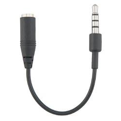 Headphone Adapter for Apple iPhone Recessed Jack, 3.5mm Male Female Extension Plug - Black