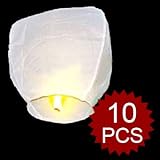 (Price/10 PCS)White Chinese Sky Lanterns (Wholesale Lot)