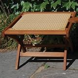 Eucalyptus Wood CAMPECHE Folding Ottoman or Table Polyweave Fabric
