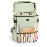 Picnic Time Duet Riviera 2-Bottle Wine & Cheese Tote w/ Accessories (Sage Green)