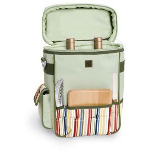 Picnic Time Duet Riviera 2-Bottle Wine & Cheese Tote w/ Accessories (Sage Green)