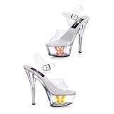 6 Inch Ankle Strap Pf Sandal W Neon Butterfly by SexyBlvd