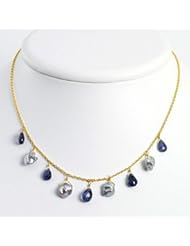 Sterling Silver & Vermeil Iolite/Grey Cultured Pearl Necklace - QH2633-16"