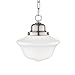 Edison Collection 1-Light Pendant - Satin Nickel Finish with Opal Glossy Glass Shade