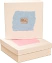 Keepsake Box decorated with stunning pewter plaque embossed with footprints mounted on blue handmade paper