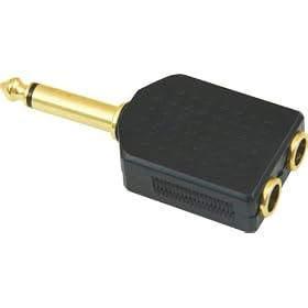 American Recorder (ART) 1 4 Male Mono to Two 1 4 Female Adapter, Gold by 