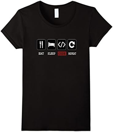Women's Eat Sleep Code Repeat - Computer Science Nerd T-Shirt Small Black