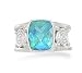 Soft Rectangle Caribbean Quartz Scroll Design Ring