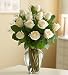Flowers by 1800Flowers - Rose Elegance Premium Long Stem White Roses - One Dozen White Roses