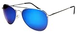 Aviator Sunglasses UV400 with Colored Mirror lens (Blue Mirror) Aviator Sunglasses UV400 with Colored Mirror lens (Blue Mirror)