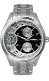 Fossil Mens Metal Multifunction Watch - Black/Silver Dial - Twist