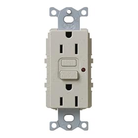 Lutron SCR-15-GFCI-ST Satin Colors 15A GFCI Electrical Socket Receptacle, Stone by Lutron