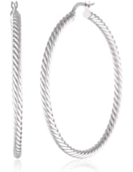 Italian 14k Gold 40mm Round Twisted Hoop Earrings