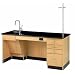 Diversified Woodcrafts 1214K-L Solid Oak Wood Instructors Desk with Sink on Left, Phenolic Resin Top, 5' Width