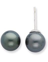 14k White Gold 10-11mm Salt Water Cultured Tahitian Pearl Earrings.