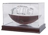 BallQube Grandstand Football Holder with Wood Base, Mirrored Back and UV Protection - Football Display Cases - Sports Memoriablia Display Case - Sportscards Collecting Supplies