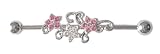 Surgical Steel Pink & Cz Swirl Flower Industrial Barbell Earring 31mm