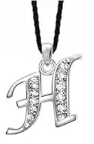 Cute Alphabet Silver Pendants H - Pendant size is about 3/4' (18MM) - Comes with 16- 20 inch adjustable Japanese silk cord necklace with silver clasp & fittings - Hand set with quality CZ crystals. Beautifully designed and hand polished to a very high jewellery standard. Packed in a velvet pouch