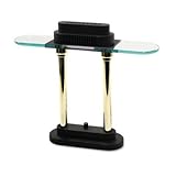 Ledu Halogen Desk Lamp Black/Brass Base Glass Shade 15in High Variable Dimm ....