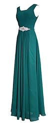 Scoop Neck Chiffon Crystal Lace-Up Backless Beaded Floor Length Sleeveless Evening Dress/Bridesmaid Dress/Prom Dress 