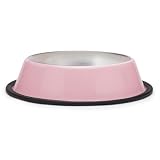 ProSelect 4-1/2-Inch Stainless Steel Anti-Skid Dog Bowl, 8-Ounce, Hot Pink