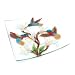 Fusion Art Glass 10-Inch Square Plate with Hummingbird Design