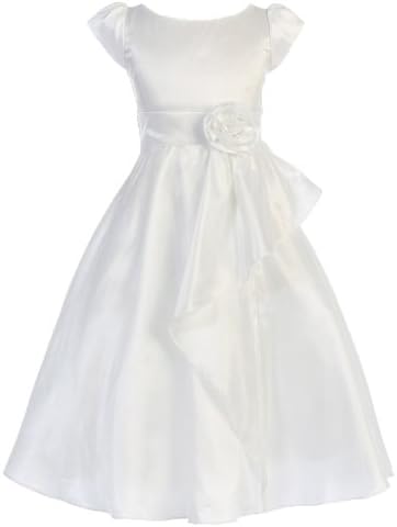 Sweet Kids Girls New Cascading Taffeta Flower Girl First Communion Dress