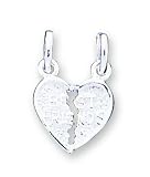 Sterling Silver Best Friends 2-piece Break-apart Heart Charm with 20 inch Sterling Silver Chain