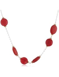 14K Chain Dyed Red Agate Necklace 16"