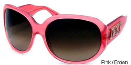 Juicy Couture Gela S Sunglasses, Pink Opal Frame/ Fade Brown Lenses/ Crystals-Rhinestones
