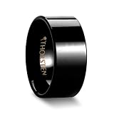 PORTLAND Flat Polished Finish Black Tungsten Ring - 10mm - FREE Engraving, FREE Expedited Shipping & FREE Lifetime Warranty