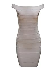 Striped Print Nylon/Rayon/Spandex Off the Shoulder Spring Summer Fitted Bandage Dress/Bodycon Dress/Party Dress/Mini Dress 