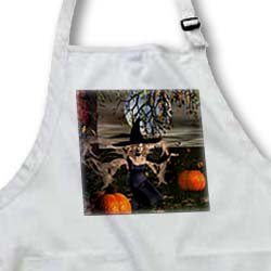 Midnight Halloween Fairy Witch - BLACK Full Length Apron With Pockets 22w X 30l