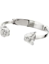 Heart U Back Sterling Silver Diamond Pug Bangle Bracelet