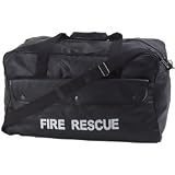 Embassy Black Hand-Sewn Pebble Grain Genuine Leather 20inch Fire Rescue Duffle Bag