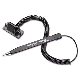 MMF Industries 25828604 - Wedgy Ballpoint Stick Coil Pen with Scabbard Base, Black Ink, Fine-MMF25828604