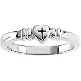 Sterling Silver Heart Cross Chastity Ring