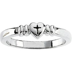 Sterling Silver Heart Cross Chastity Ring