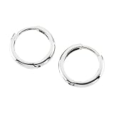 14K White Gold Children's Hinged Plain Hoop Earrings
